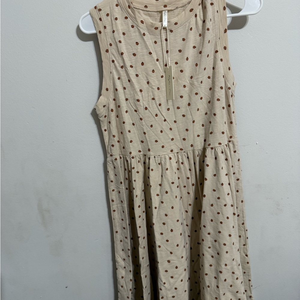 Rylee lady bug Dot Midi Dress - Cream and Brown